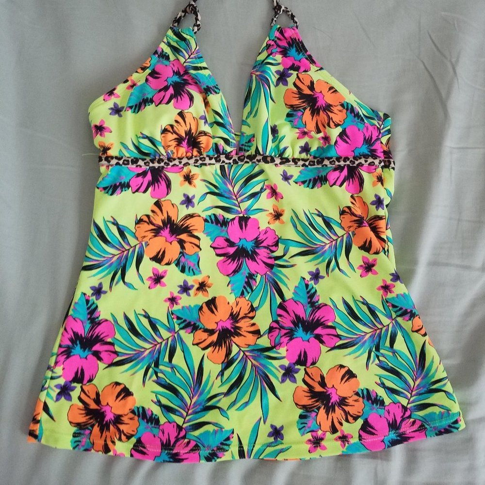 Neon tropical swimsuit top